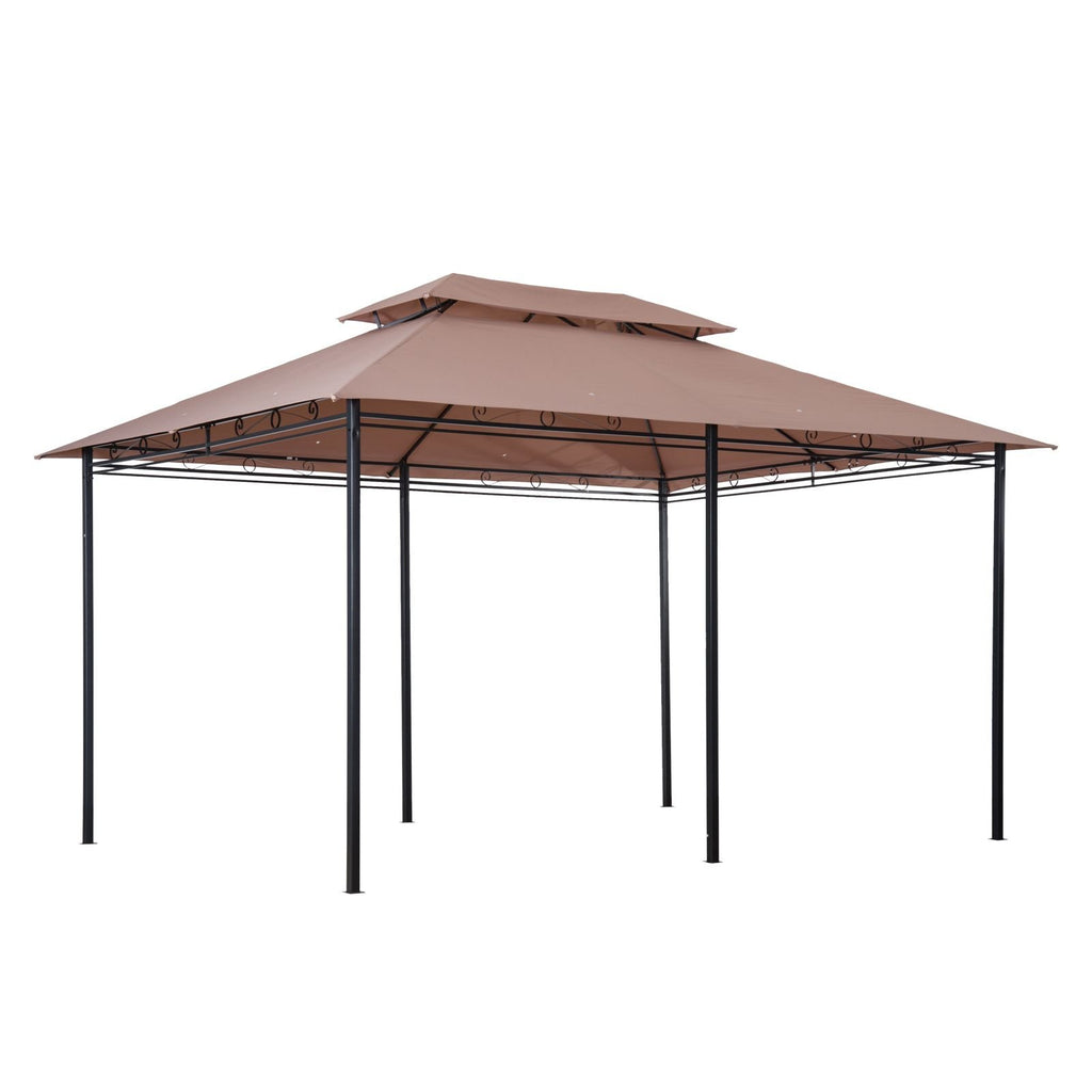 10' x 13' Khaki Gazebo û Steel Frame with Curtains & Vented Roof