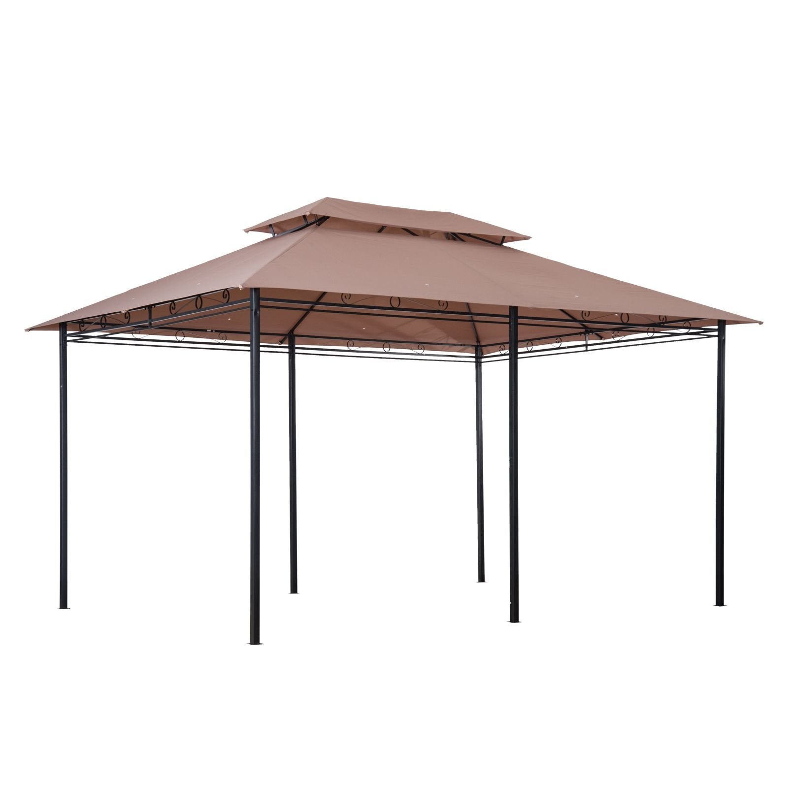 10' x 13' Khaki Gazebo û Steel Frame with Curtains & Vented Roof