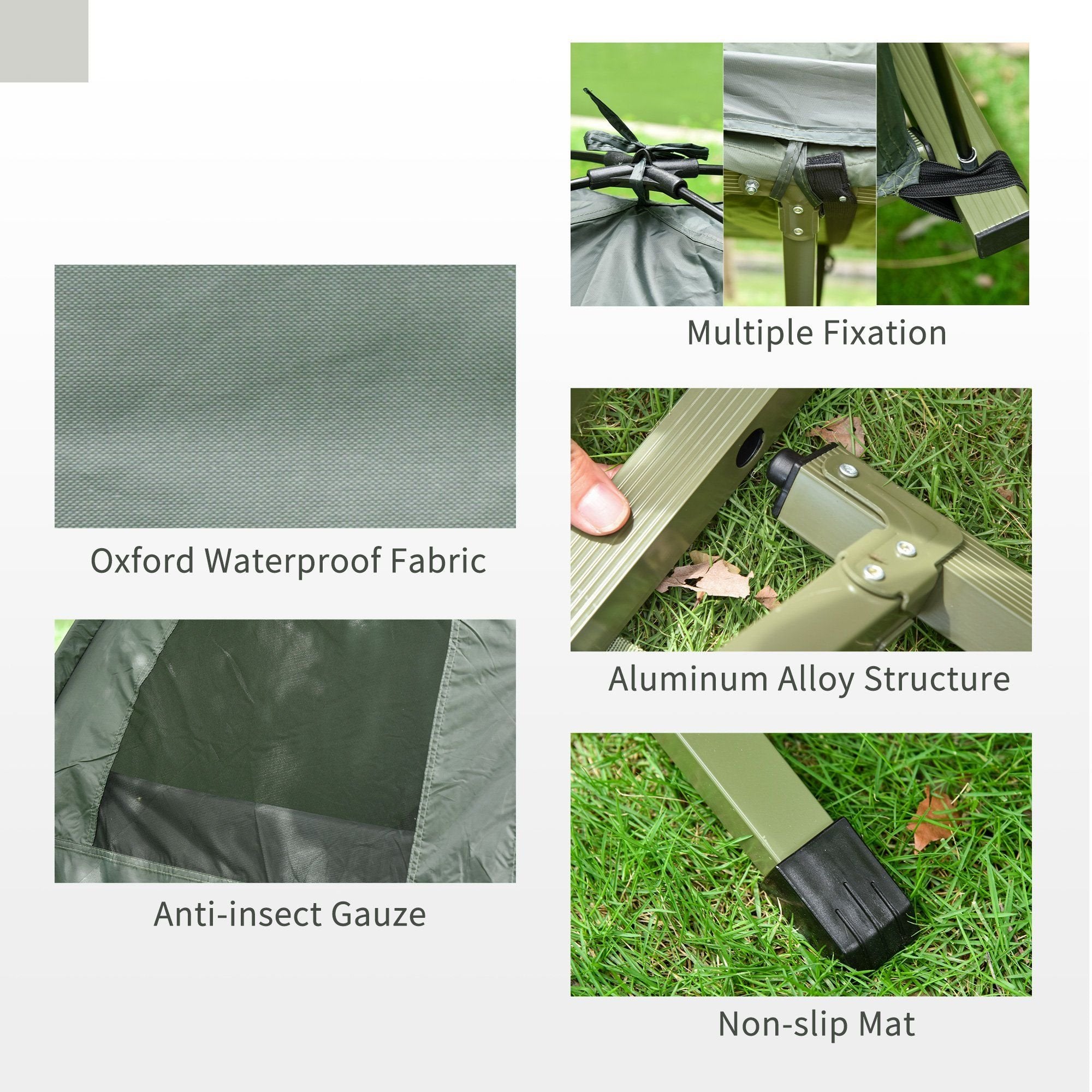 All-in-One Folding Camping Cot û Elevated Tent with Sleeping Bag & Air Mattress