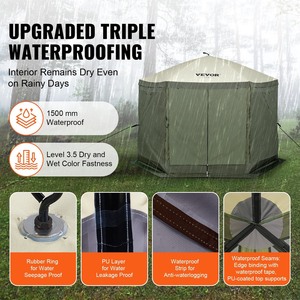 VERVO Pop-Up Gazebo Tent with 6 Removable Privacy Cloths & Mesh Windows