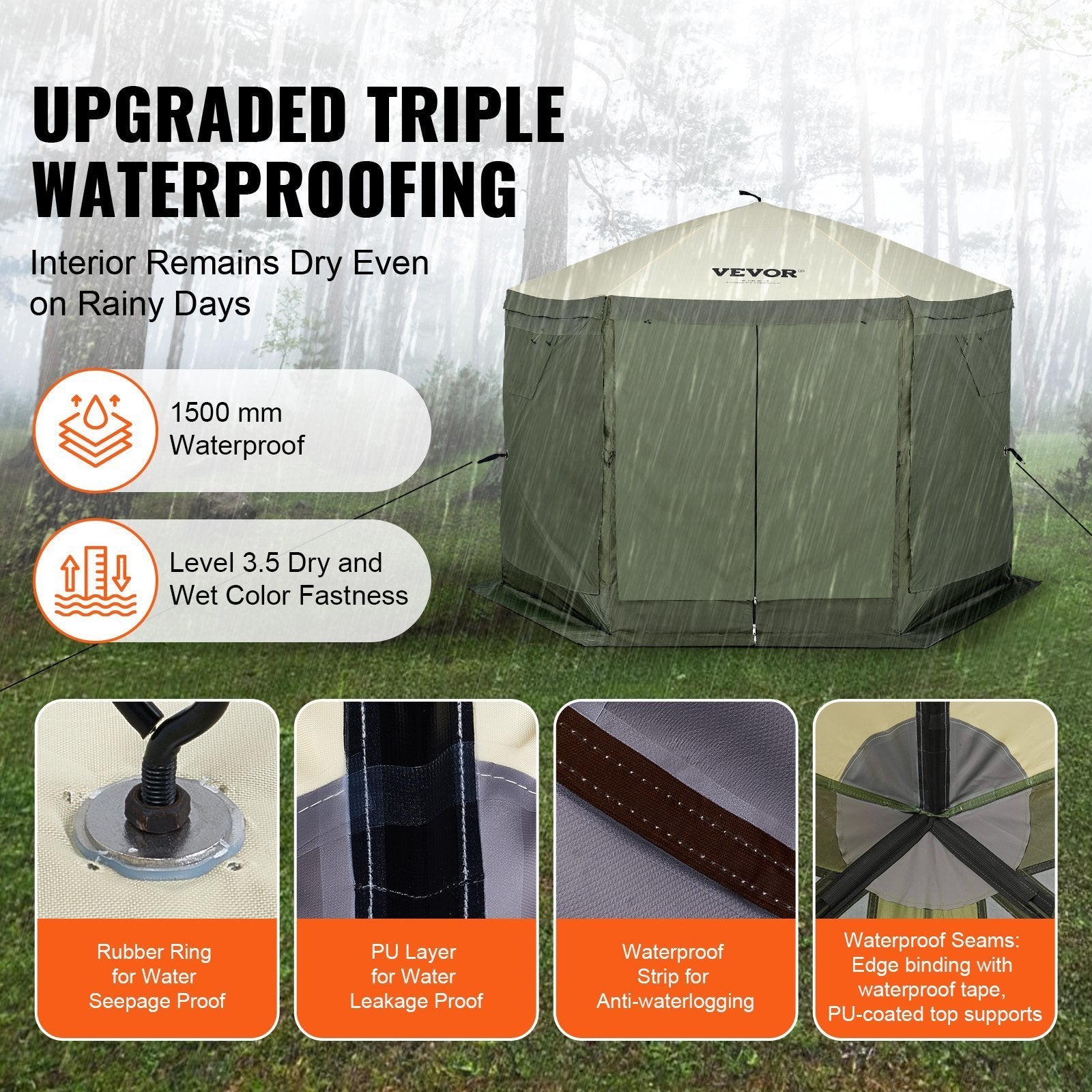 VERVO Pop-Up Gazebo Tent with 6 Removable Privacy Cloths & Mesh Windows