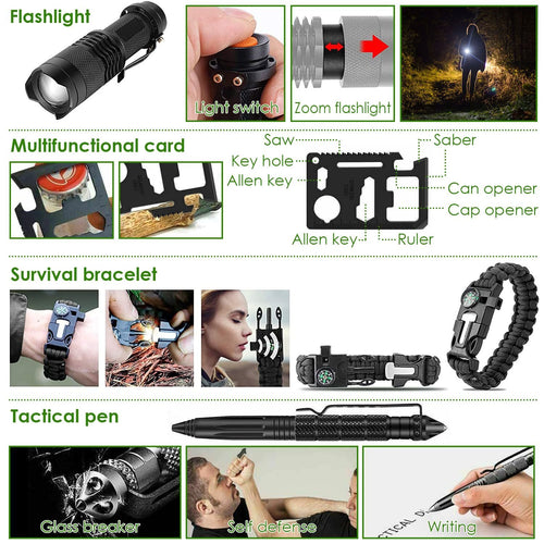 47-Pc Emergency Survival Kit – EDC Gear, First Aid & Tools with Pouch for Outdoor Adventures