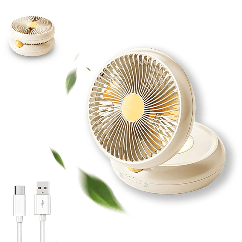 Rechargeable Table Fan with Remote – Auto Oscillation, 90° Foldable, Ultra Quiet, 4 Speeds, USB & Hang Hook for Home & Office