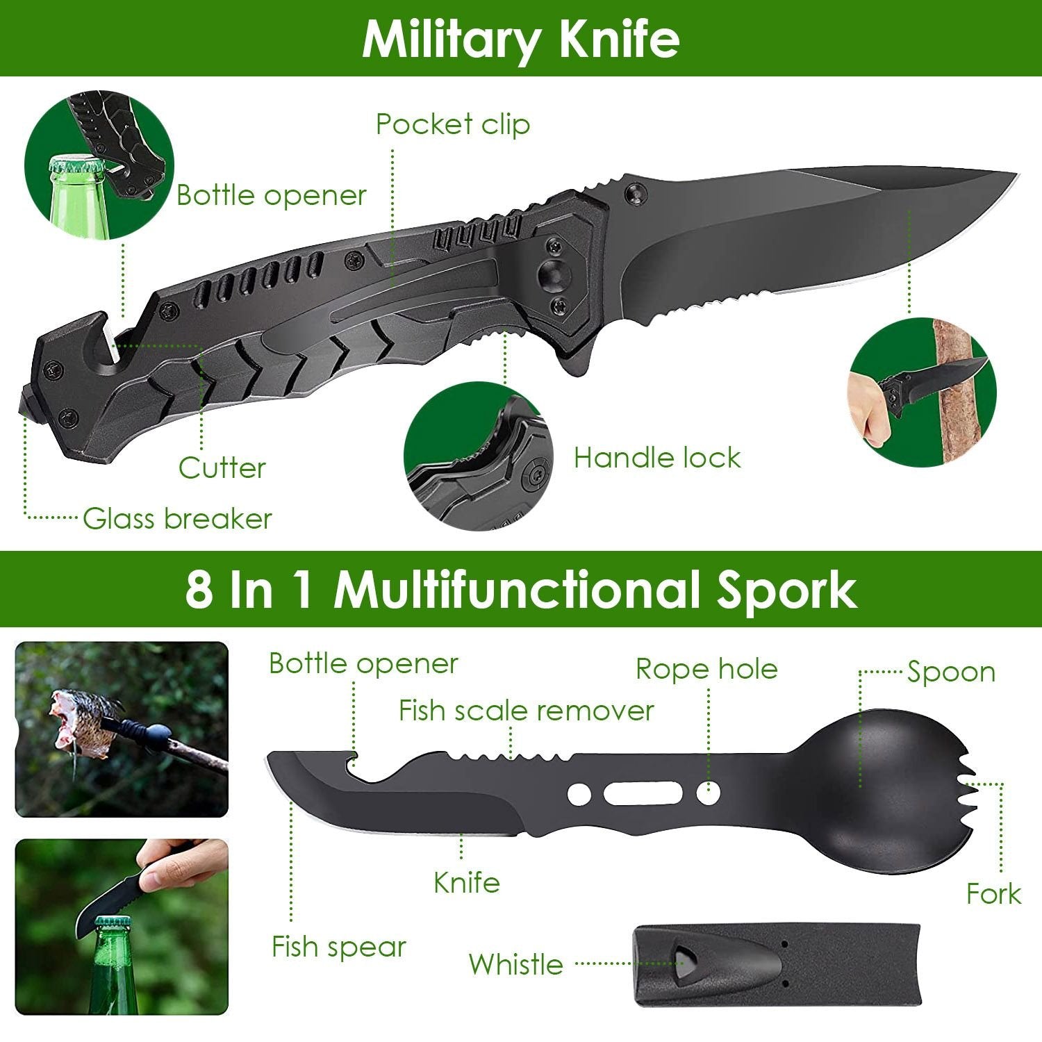 47-Pc Emergency Survival Kit – EDC Gear, First Aid & Tools with Pouch for Outdoor Adventures