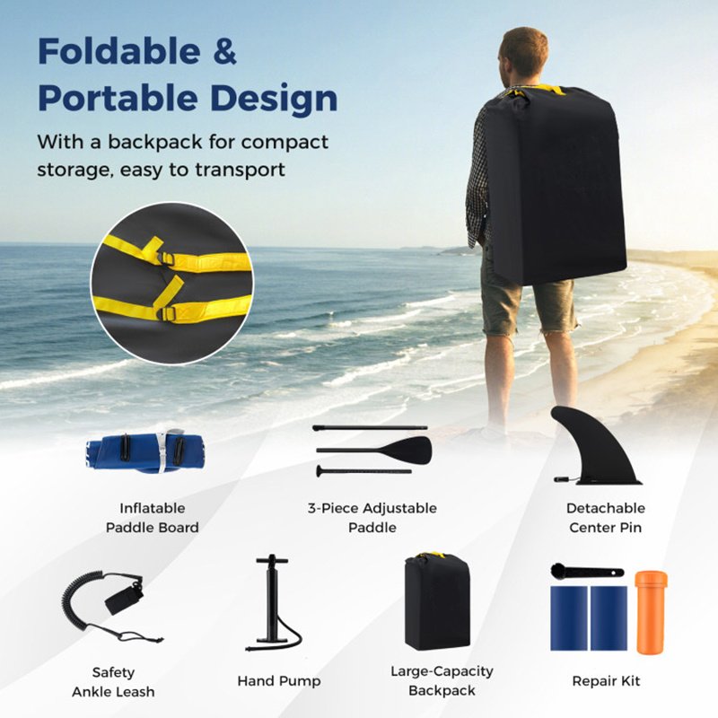 Inflatable Stand Up Paddle Board – 10' All-Around SUP with Adjustable Paddle, Removable Fin & Backpack