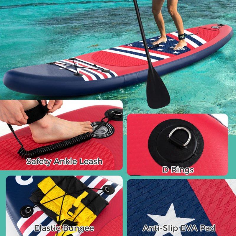 Inflatable Stand Up Paddle Board – 10' All-Around SUP with Adjustable Paddle, Removable Fin & Backpack