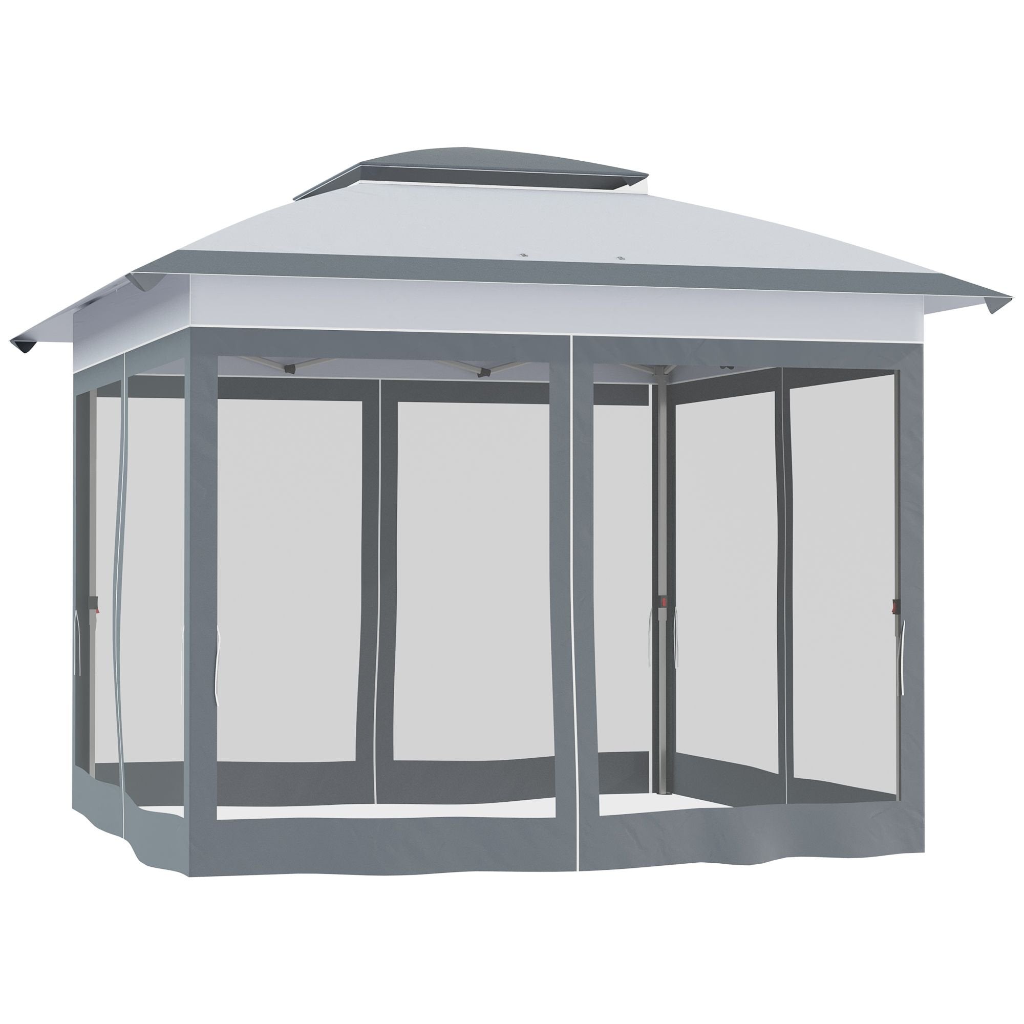 12' x 12' Pop-Up Gazebo Sun Shade û Adjustable with Mesh Netting (Gray)