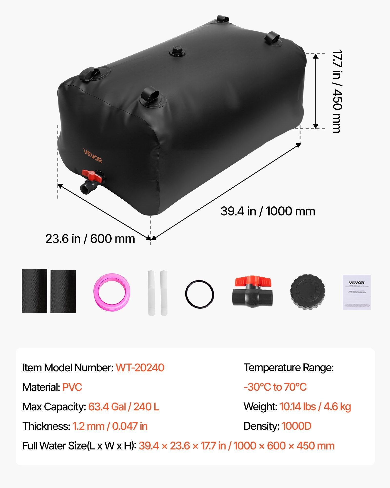 63.4-Gallon Water Storage Bladder û Collapsible 1000D PVC Tank