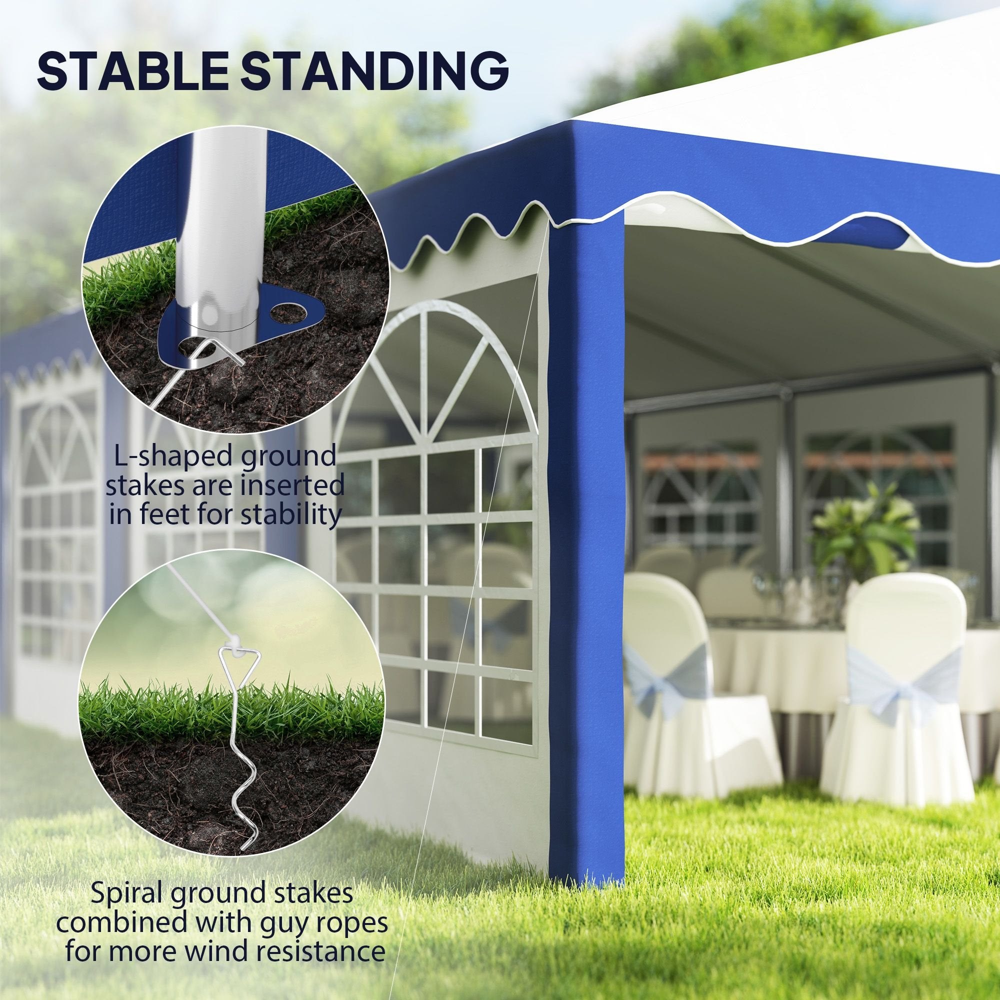 16.5' x 33' Large Party Tent û Heavy-Duty Canopy with Sidewalls (Blue)