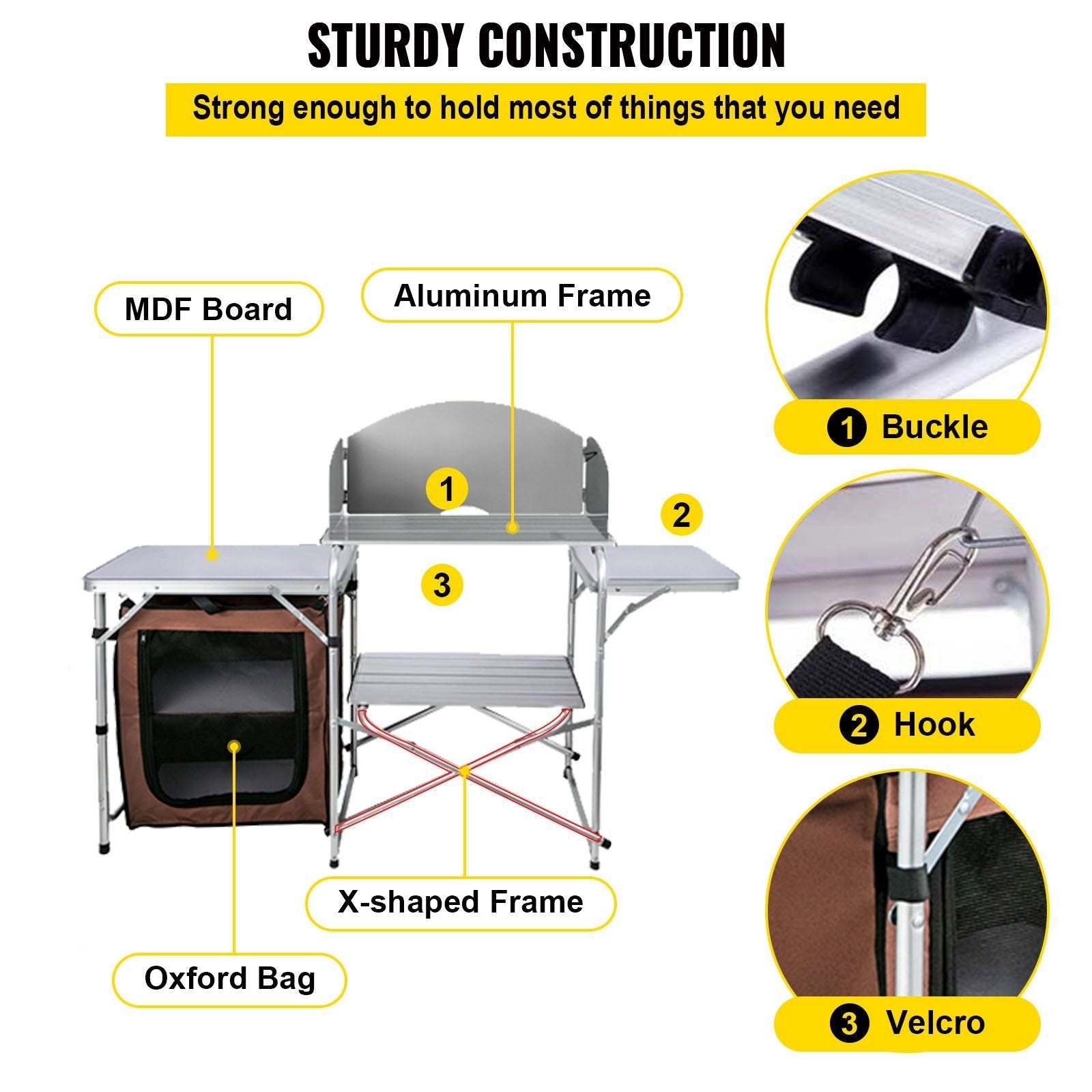 Folding Camping Kitchen Table û Portable Picnic Cabinet with Storage