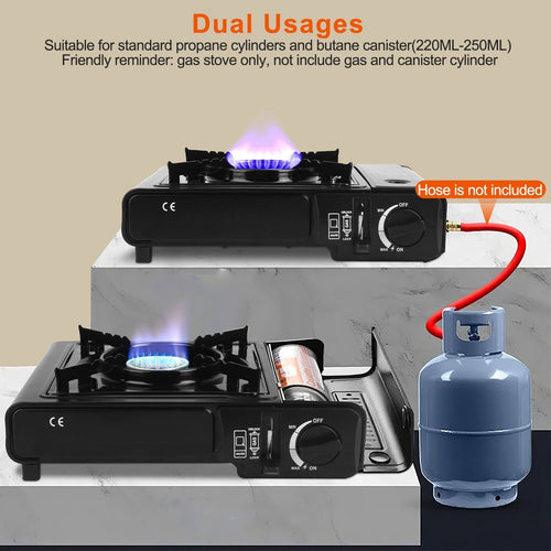 3300W Portable Camping Stove û Dual Fuel Single Burner with Piezo Ignition
