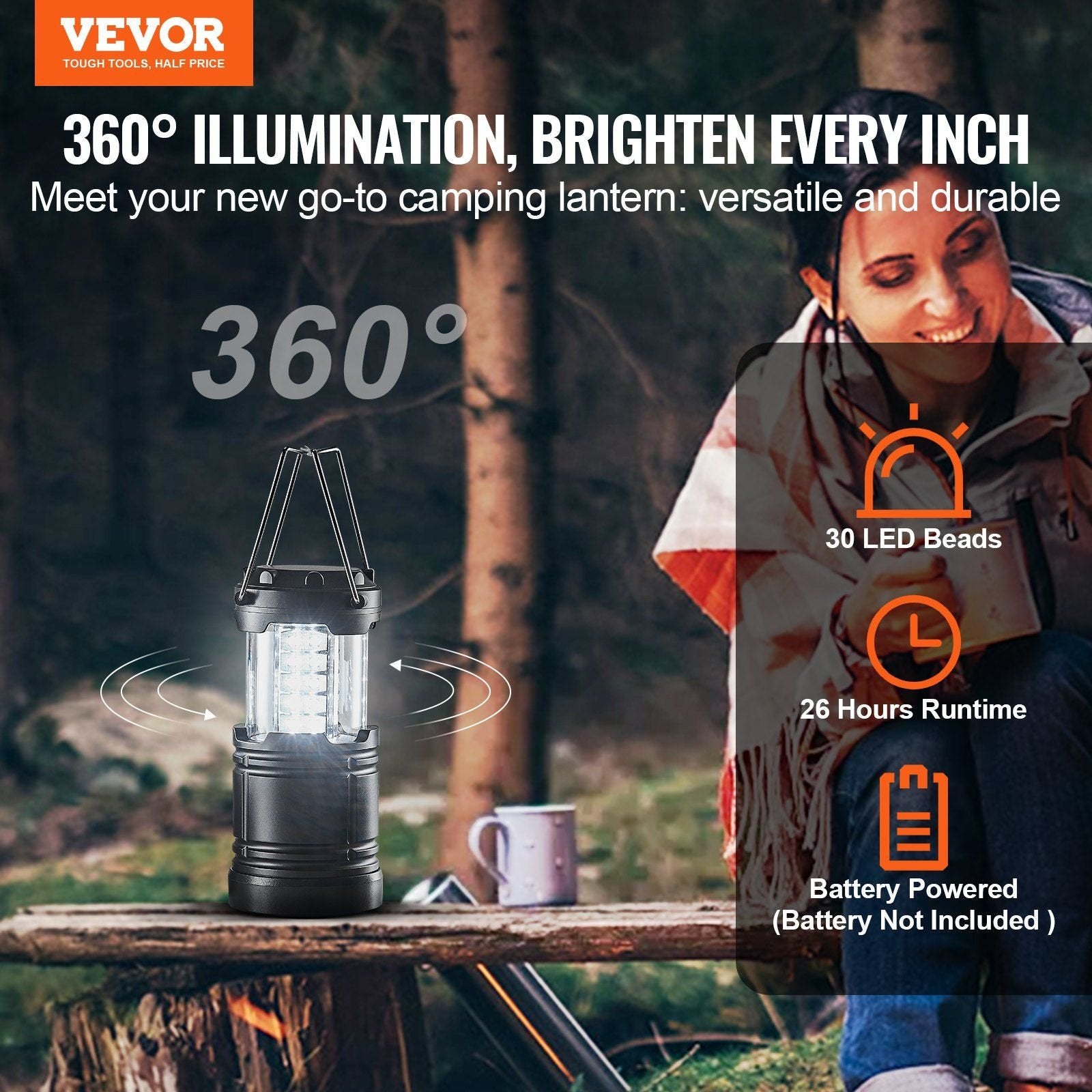VEVOR Collapsible LED Camping Lanterns û Battery Powered (4-Set)
