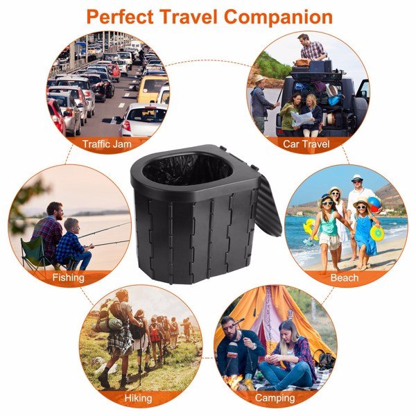 Portable Folding Camping Toilet for Adults – Includes Lid, Carry Bag & Garbage Bags