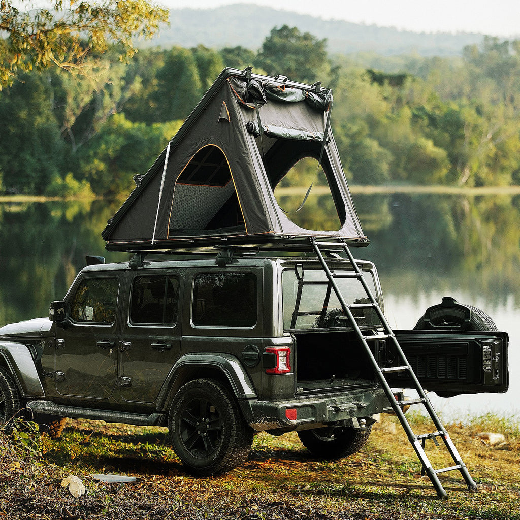 Trustmade Triangle Aluminum Black Hard Shell Grey Rooftop Tent
