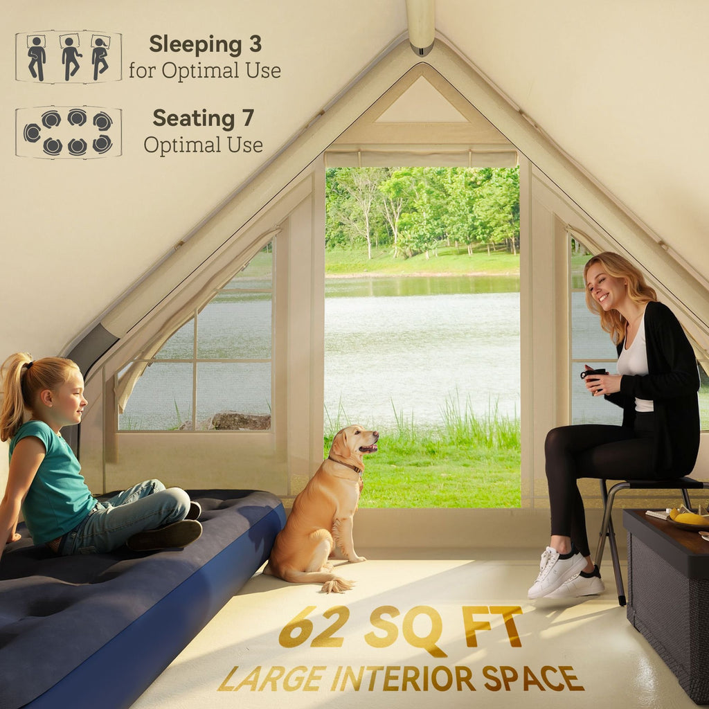 Inflatable 4-Season Camping Tent û Waterproof & Windproof with Hand Pump