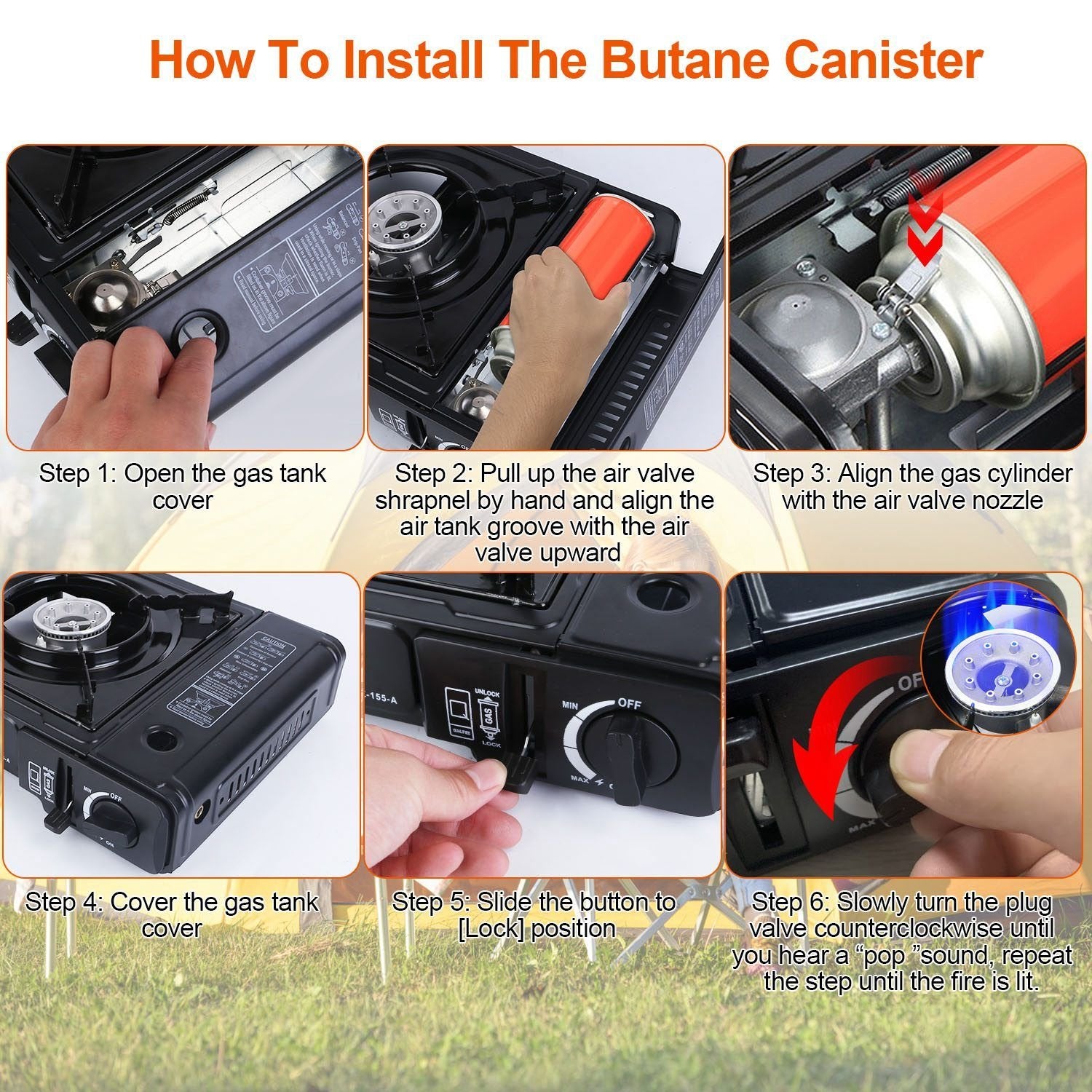 3300W Portable Camping Stove û Dual Fuel Single Burner with Piezo Ignition