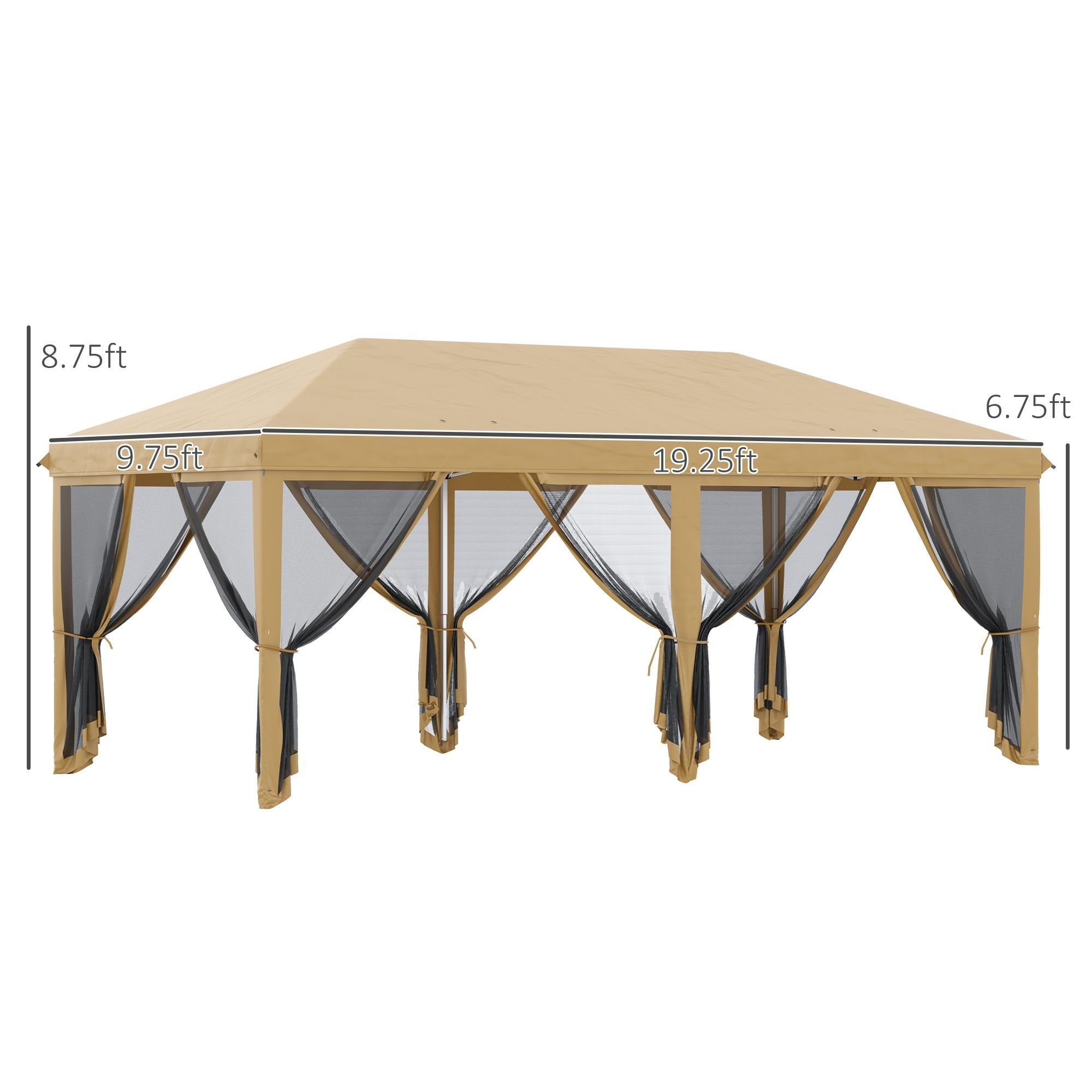 10' x 20' Pop-Up Canopy Tent û Beige with Netting Sidewalls