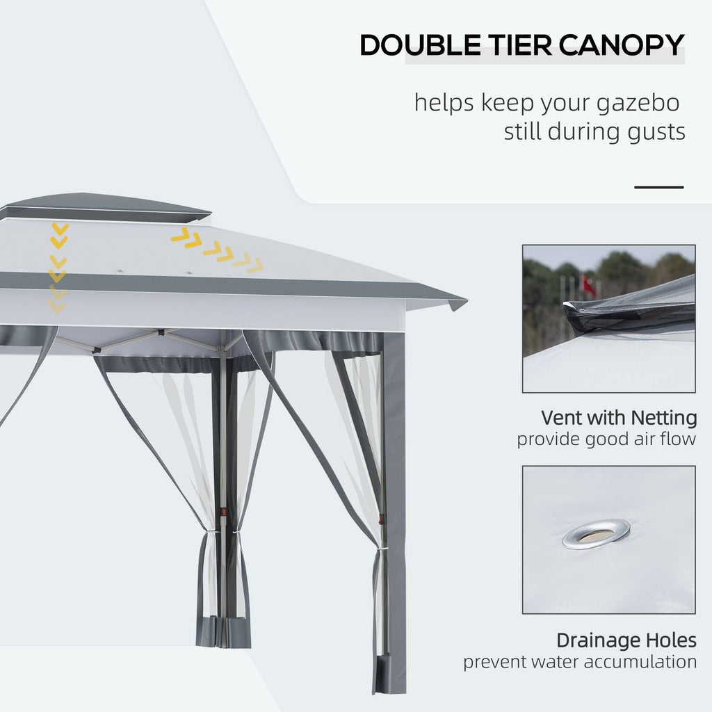 12' x 12' Pop-Up Gazebo Sun Shade û Adjustable with Mesh Netting (Gray)