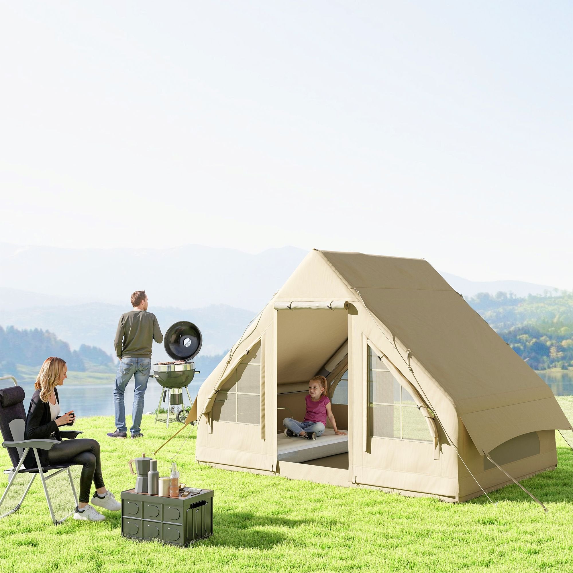 Inflatable 4-Season Camping Tent û Waterproof & Windproof with Hand Pump