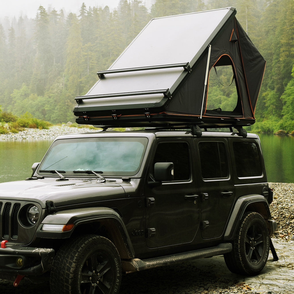 Trustmade Triangle Aluminum Black Hard Shell Grey Rooftop Tent