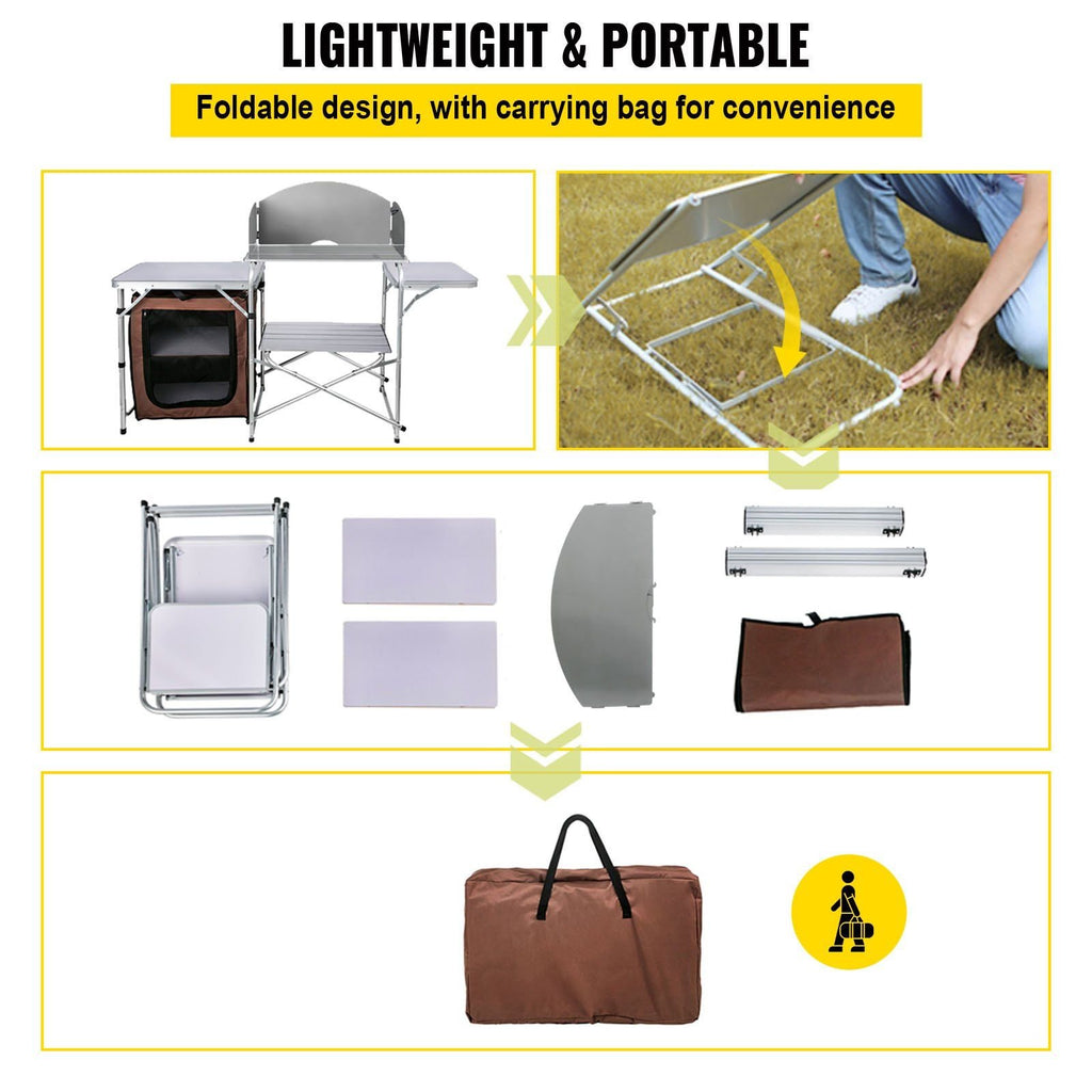 Folding Camping Kitchen Table û Portable Picnic Cabinet with Storage