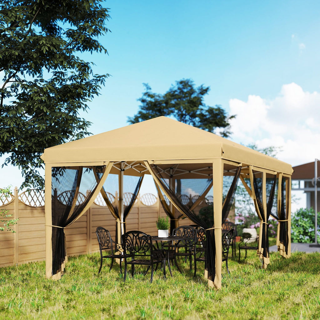 10' x 20' Pop-Up Canopy Tent û Beige with Netting Sidewalls