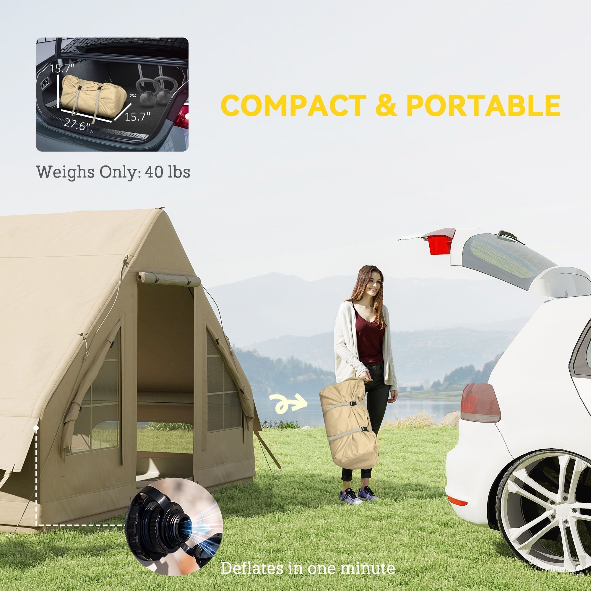Inflatable 4-Season Camping Tent û Waterproof & Windproof with Hand Pump