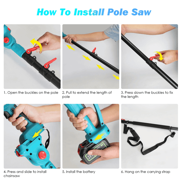 2-in-1 Cordless Pole Saw & Mini Chainsaw û 13FT Reach, Brushless Motor