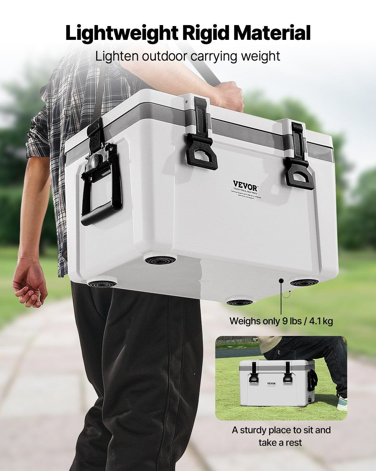 26 QT Portable Insulated Hard Cooler û 38-Can Capacity with Carry Handles & Strap