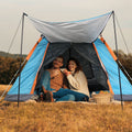4-5 Person Waterproof Camping Tent with Mosquito Net Windows & Carry Bag, Blue