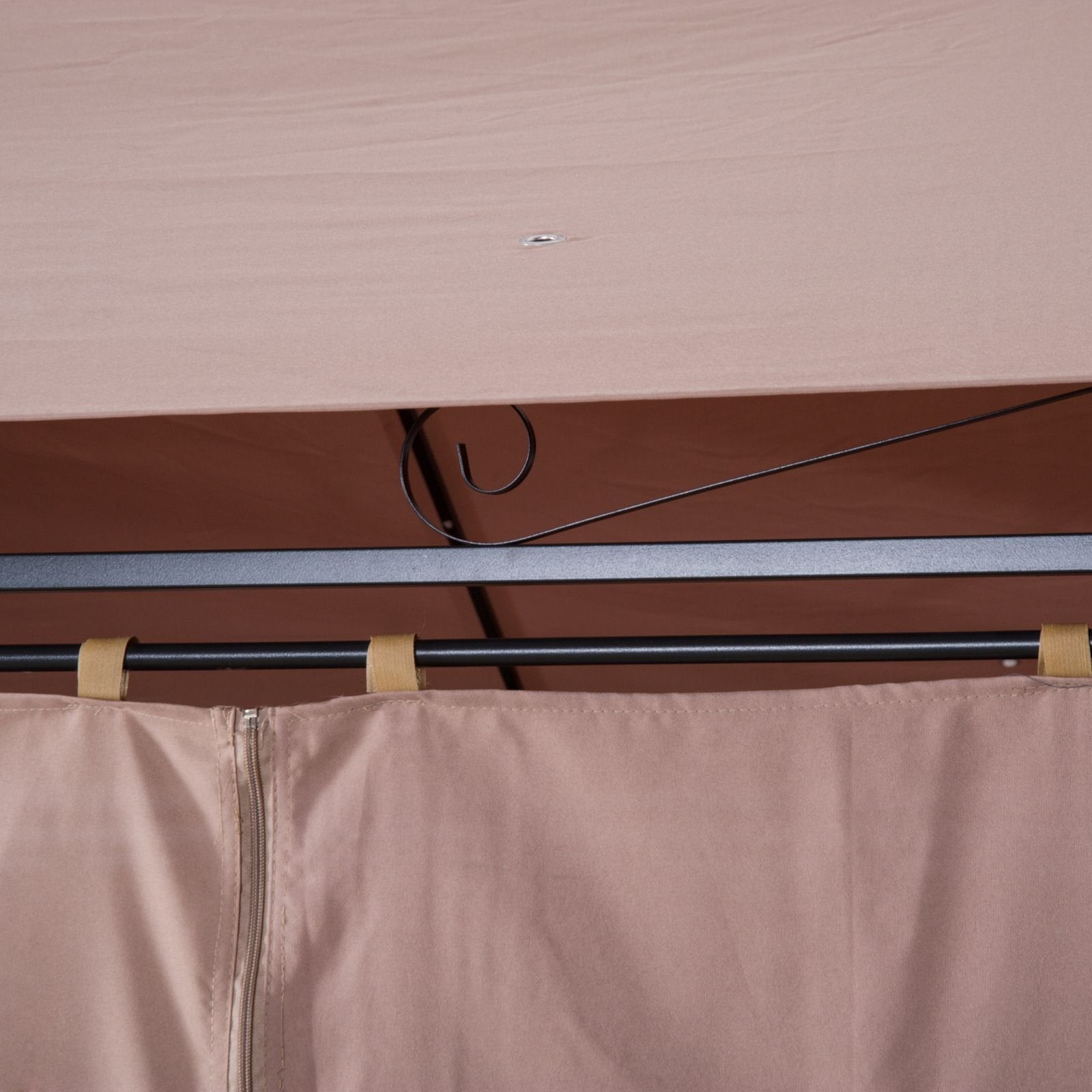 10' x 13' Khaki Gazebo û Steel Frame with Curtains & Vented Roof
