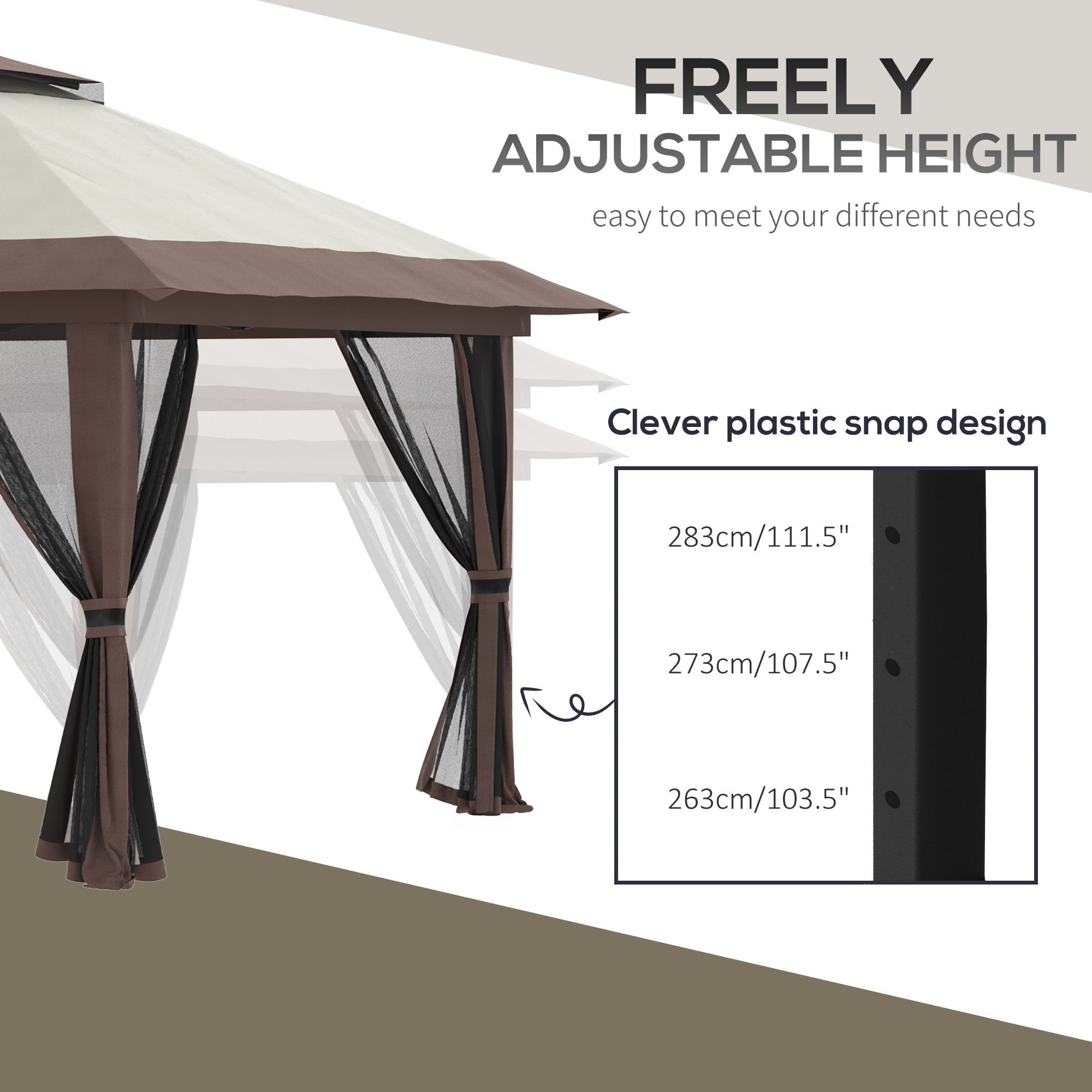 13' x 13' Garden Gazebo û Pop-Up Canopy with Netting (Beige)