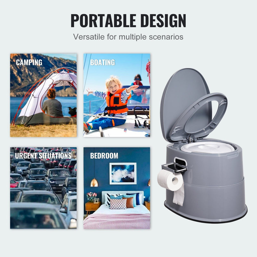 VEVOR Portable Toilet for Camping - Detachable Inner Bucket & Removable Paper Holder