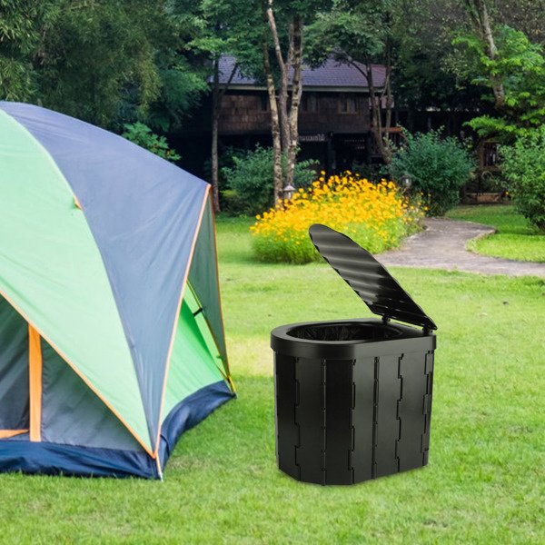 Portable Folding Camping Toilet for Adults – Includes Lid, Carry Bag & Garbage Bags