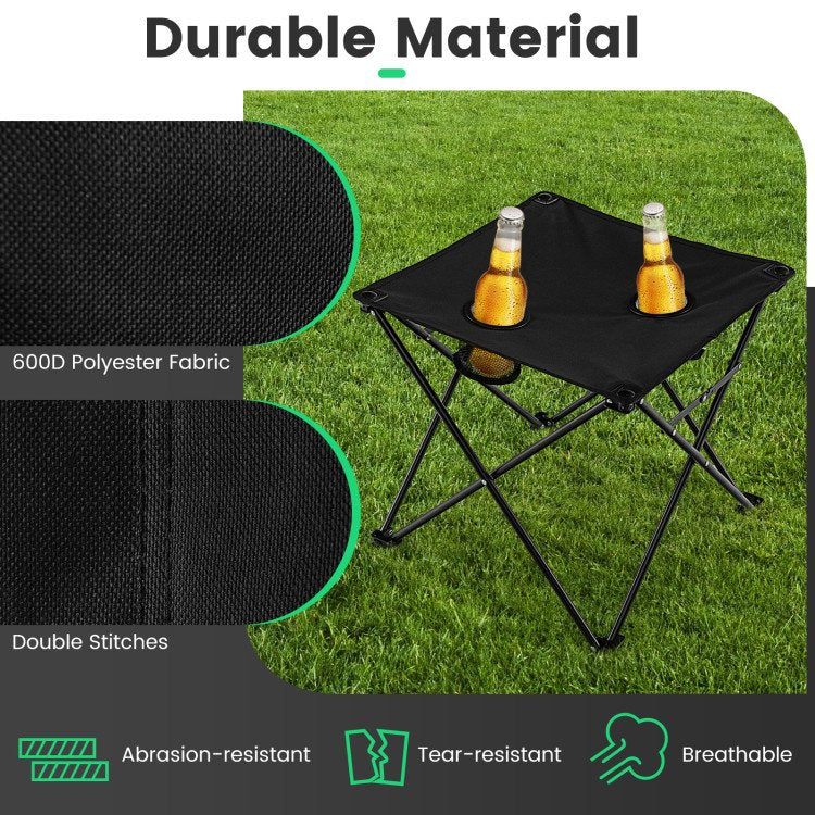 Outdoor Folding Camping Chair & Table Set with Carrying Bag