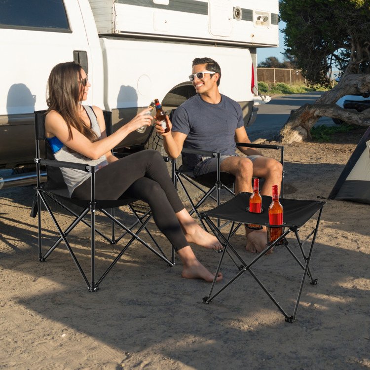 Outdoor Folding Camping Chair & Table Set with Carrying Bag