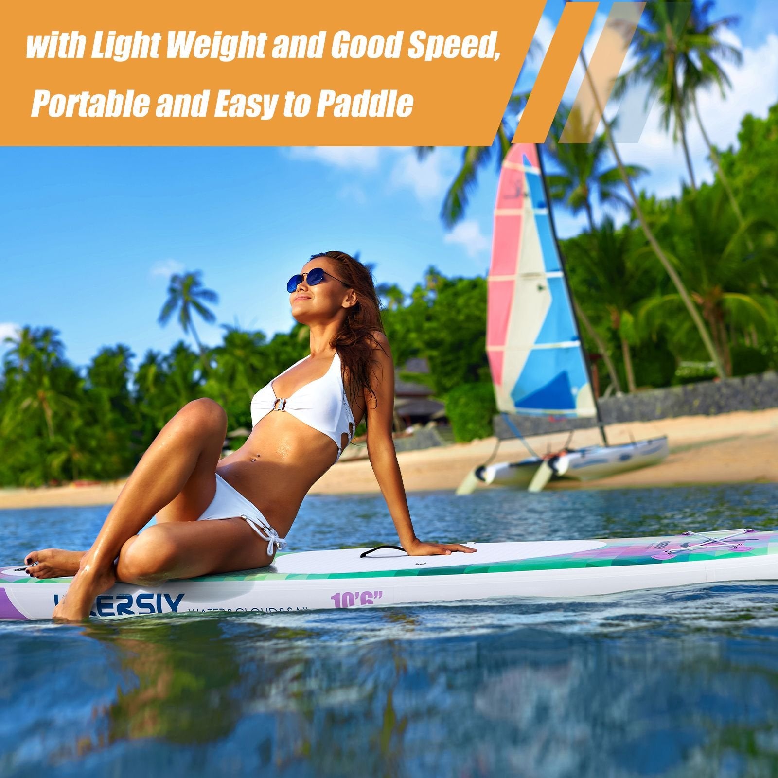 10'6" Inflatable Paddle Board – Includes Paddle, Backpack, Pump & Leash