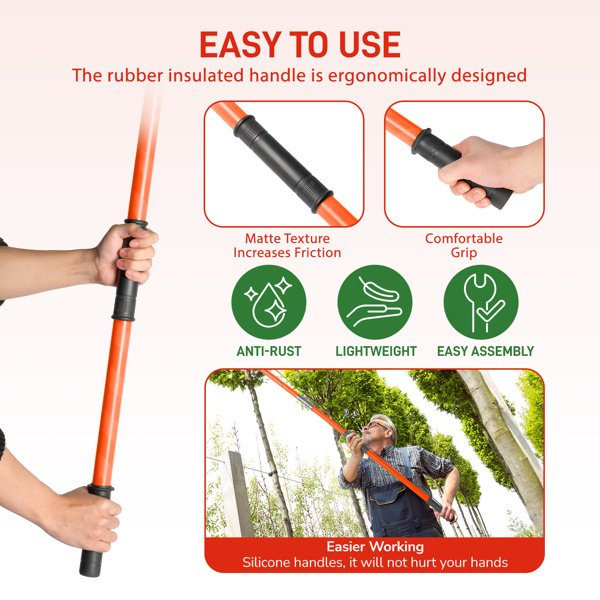 26ft Manual Pole Saw – Lightweight Tree Trimmer with Sharp Steel Blade for High Trees & Shrubs