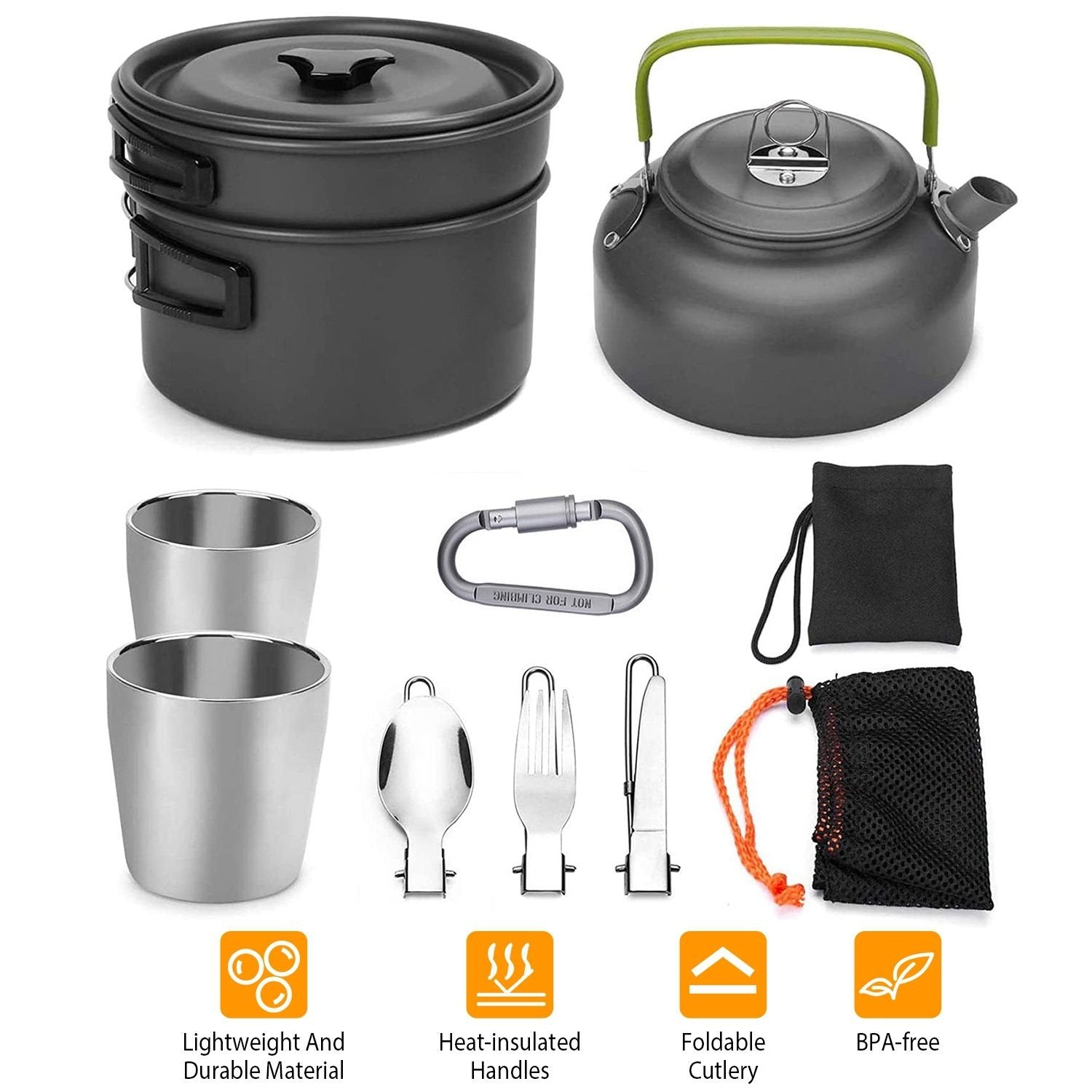 12-Piece Camping Cookware Set – Pot, Pan, Stove & Utensils