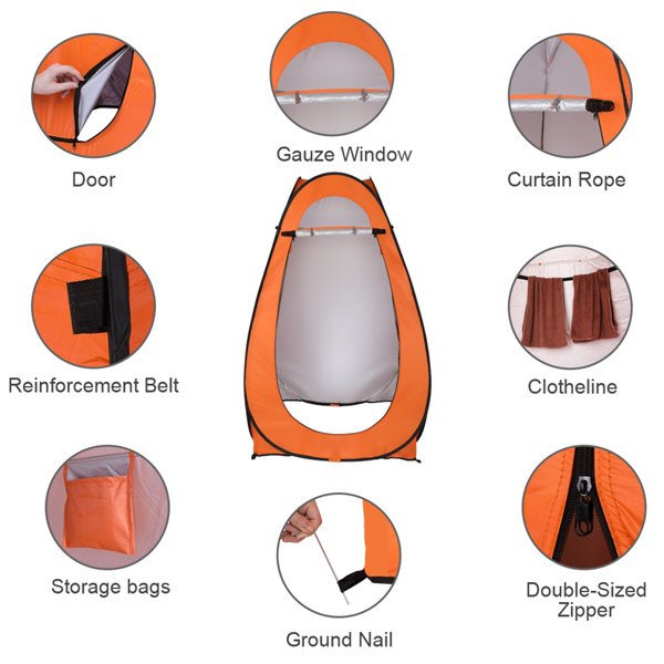 1 & 2 Person Pop-Up Toilet & Shower Tent û Portable Camping Changing Shelter (Orange)