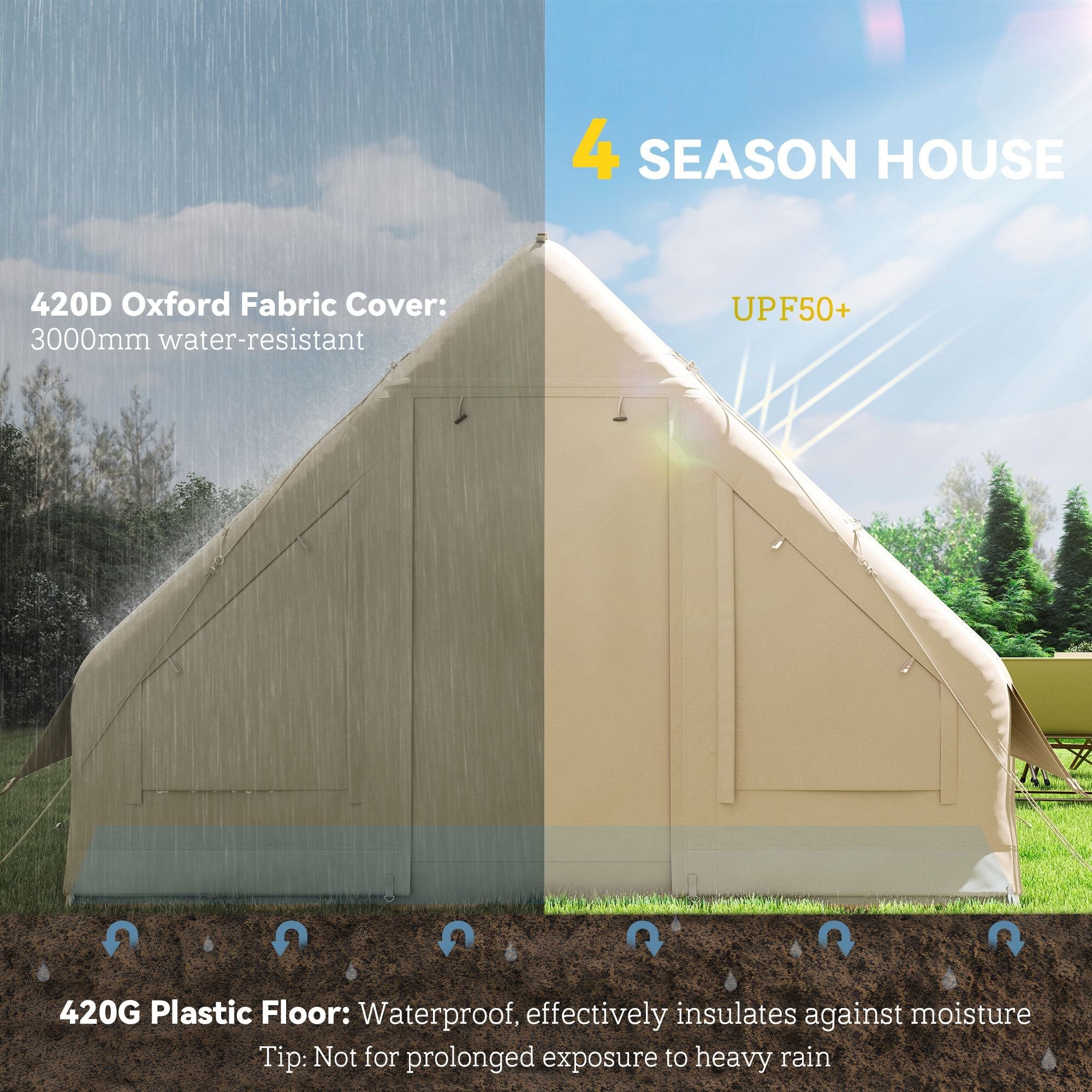 Inflatable 4-Season Camping Tent û Waterproof & Windproof with Hand Pump