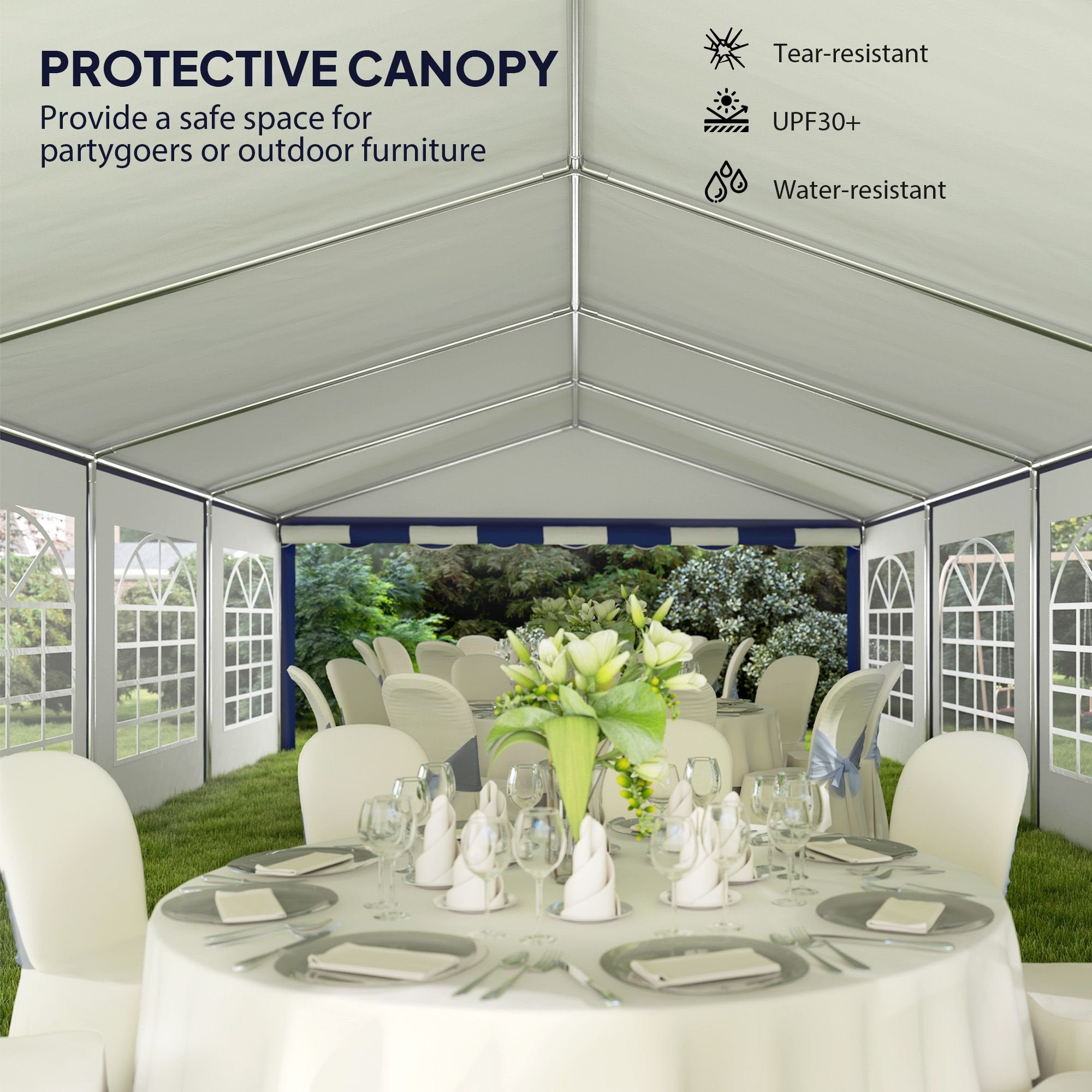 16.5' x 33' Large Party Tent û Heavy-Duty Canopy with Sidewalls (Blue)