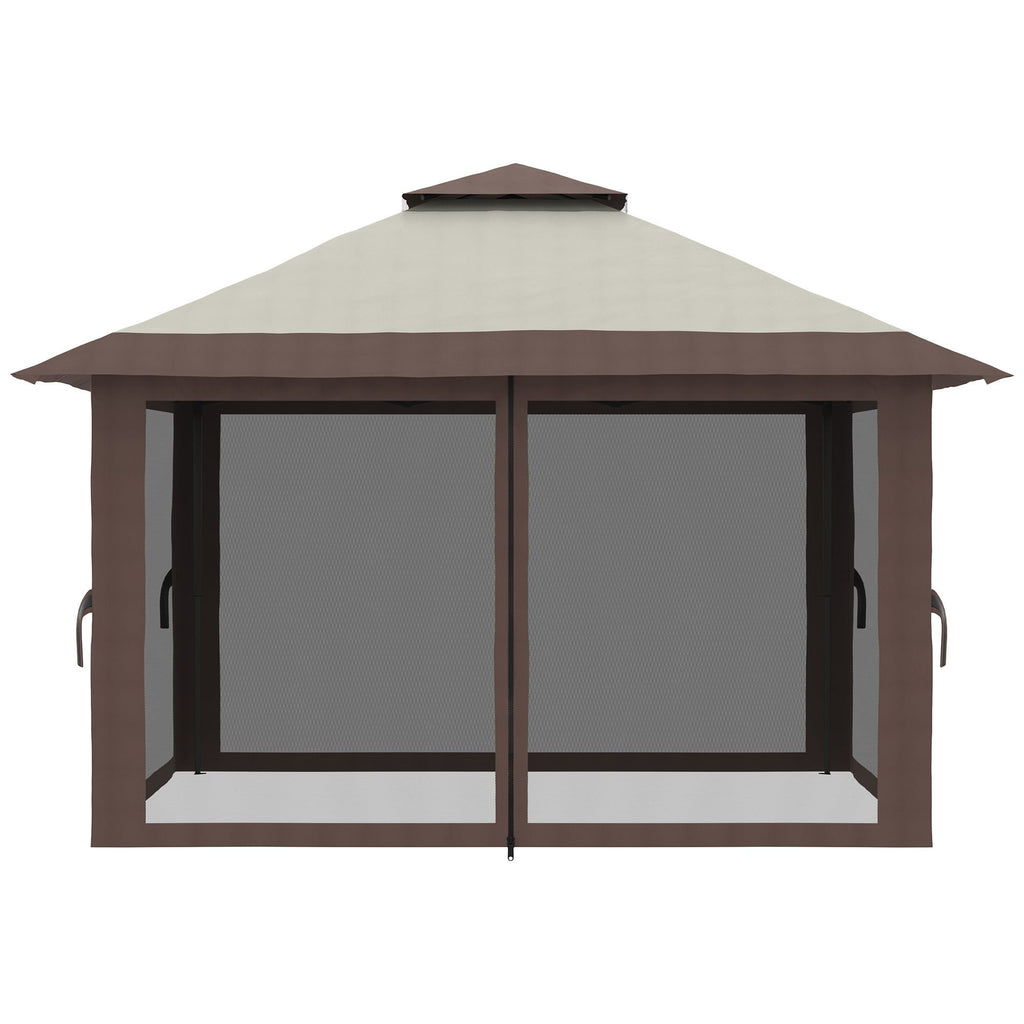13' x 13' Garden Gazebo û Pop-Up Canopy with Netting (Beige)