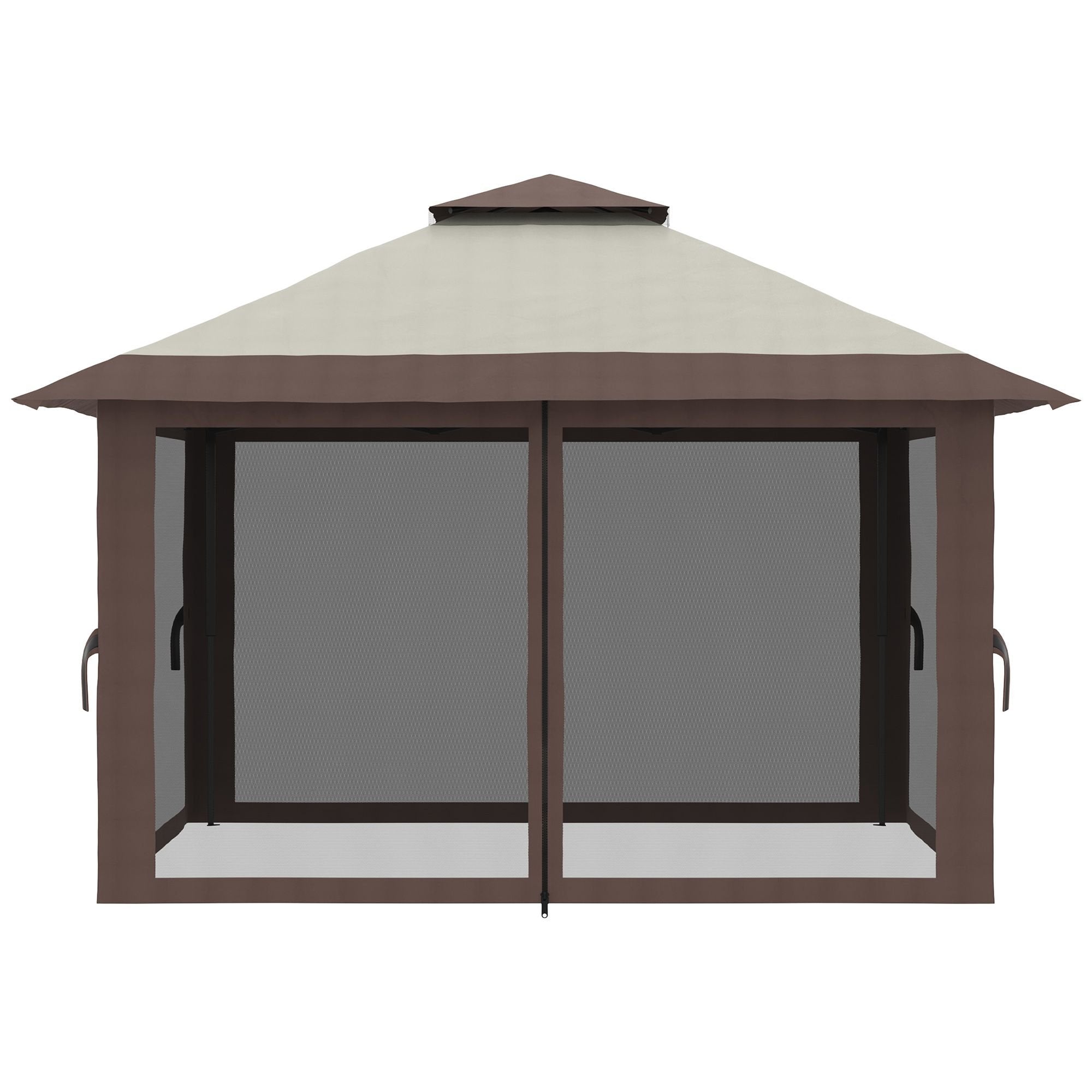 13' x 13' Garden Gazebo û Pop-Up Canopy with Netting (Beige)