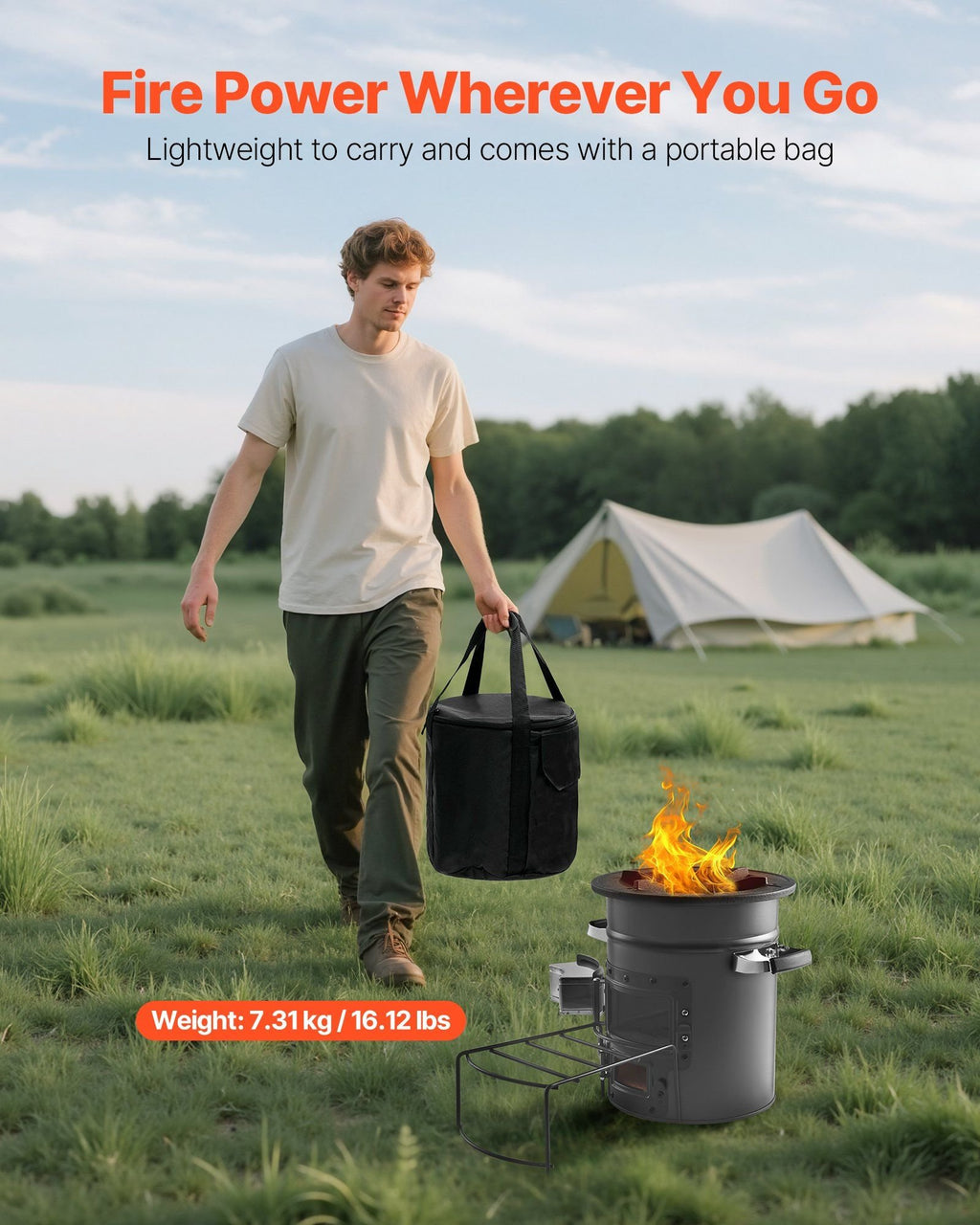 Portable Rocket Stove û Wood-Burning Camping Stove with Carry Bag