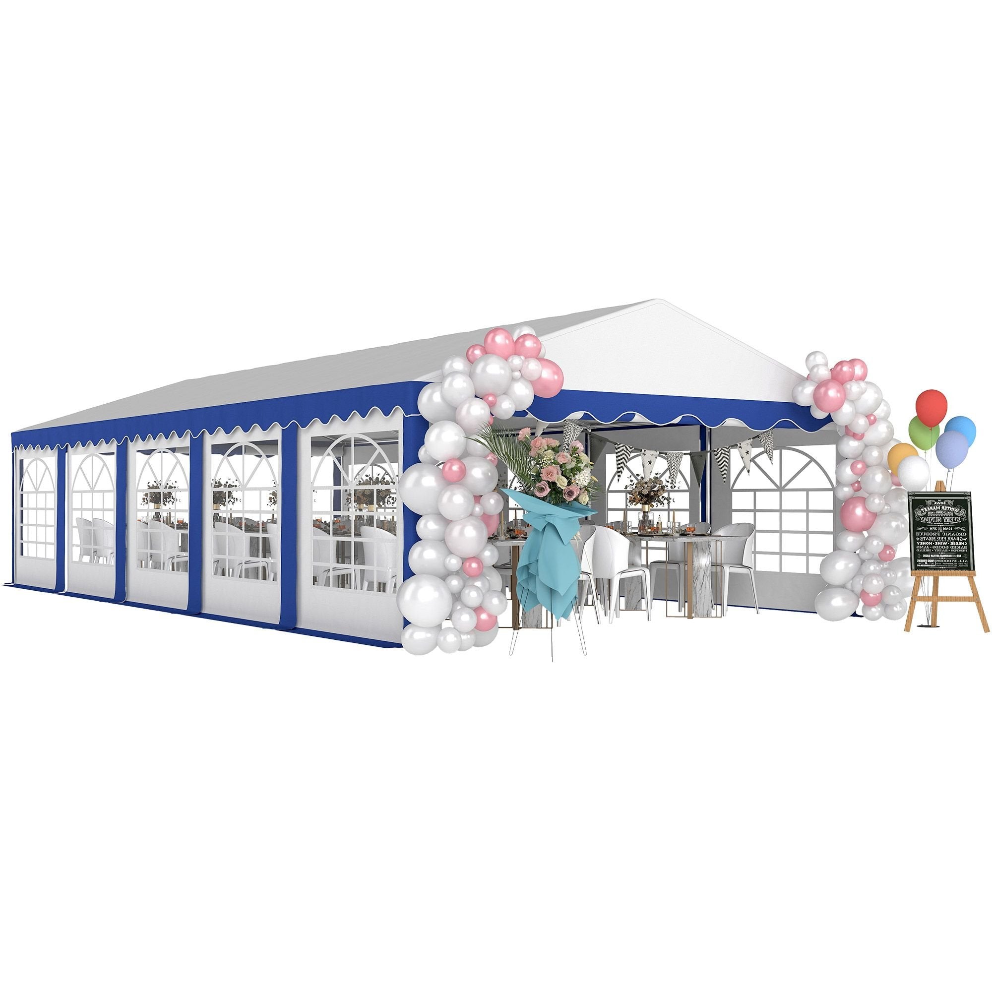 16.5' x 33' Large Party Tent û Heavy-Duty Canopy with Sidewalls (Blue)