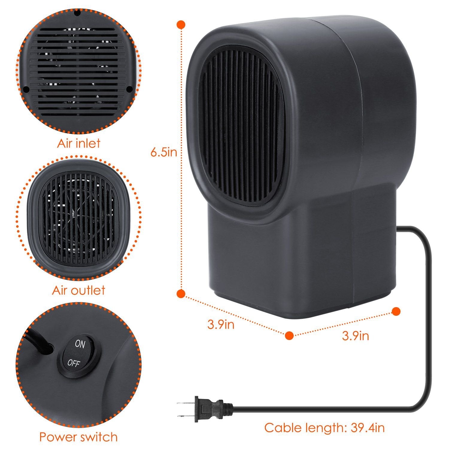 500W Portable Mini Electric Space Heater – Compact Desktop Fan Heater for Home & Office