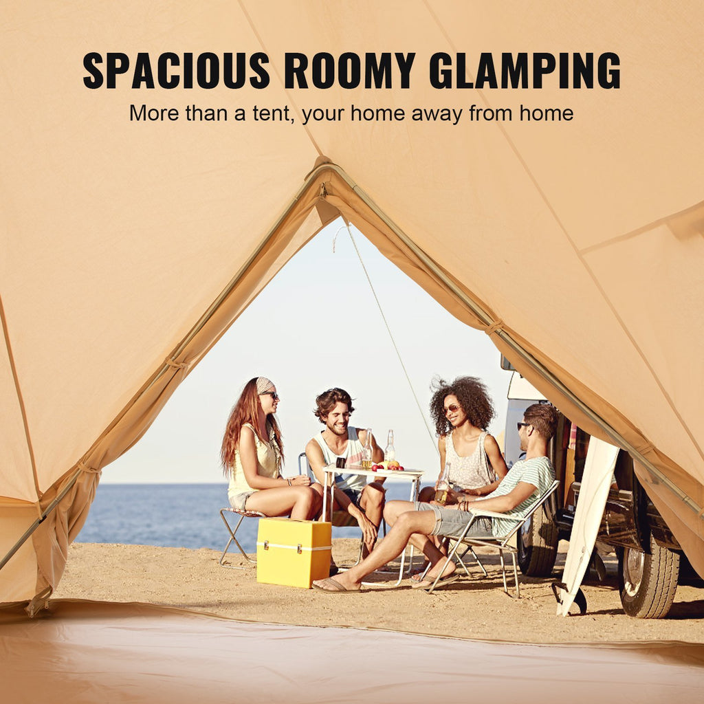 VEVOR Canvas Bell Tent, Waterproof with Stove Jack & Detachable Wall