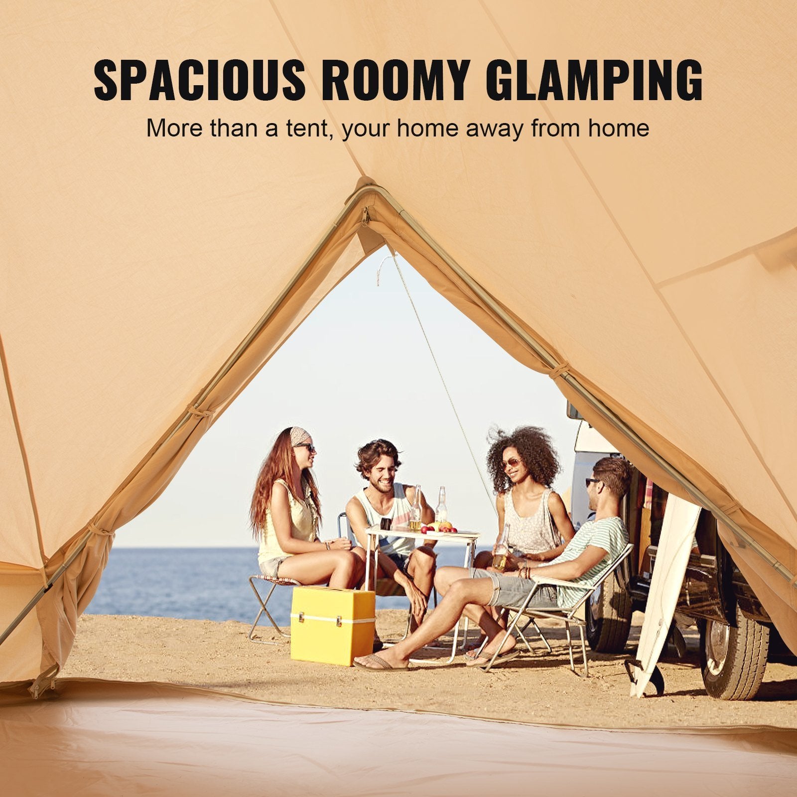 VEVOR Canvas Bell Tent, Waterproof with Stove Jack & Detachable Wall