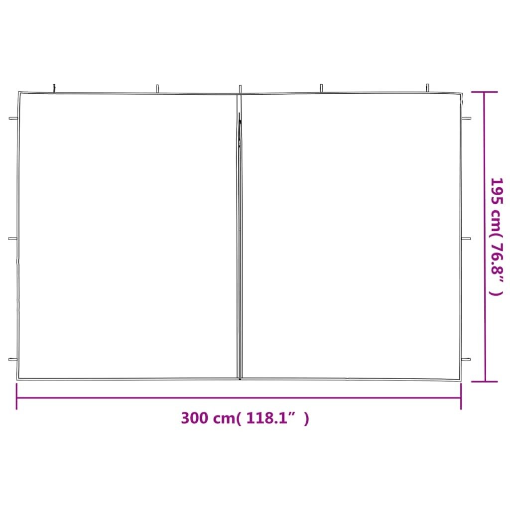 Party Tent Sidewall 2 pcs with Zipper PE